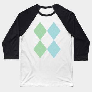 blue + green + yellow argyle Baseball T-Shirt